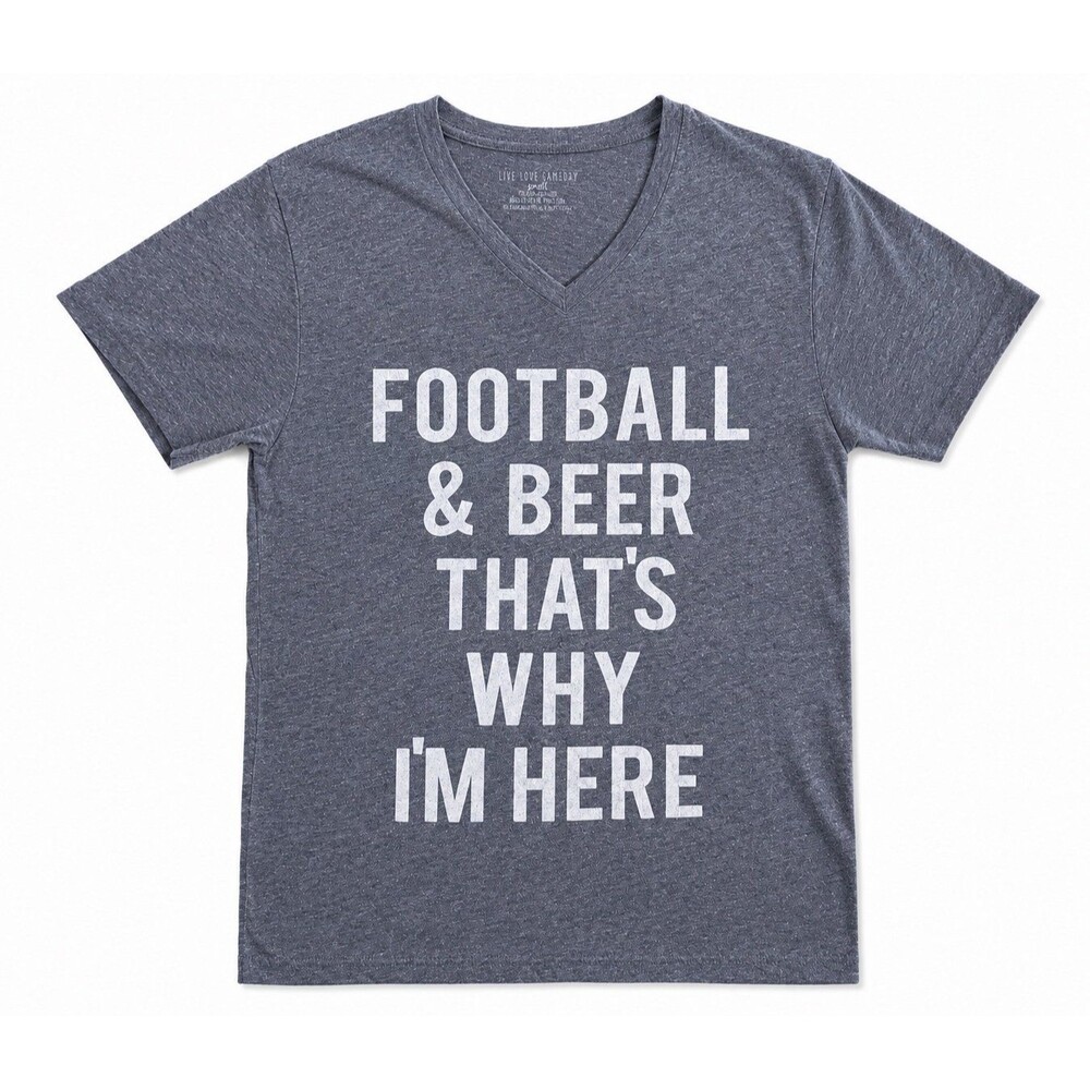 Comfy Football & Beer That’s Why I’m Here 
Women’s Size Small Gray Heather Tee